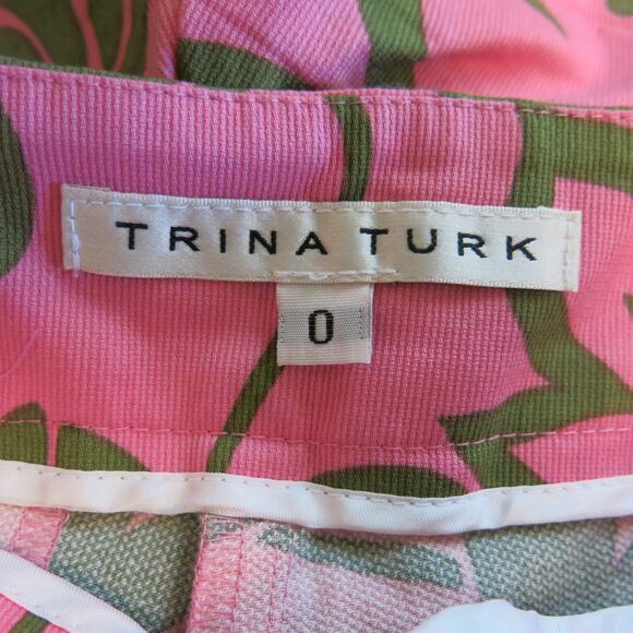 TRINA TURK Shorts Hawaiian Tropical Size 0 Women Summer Floral Pink Green - Picture 6 of 7